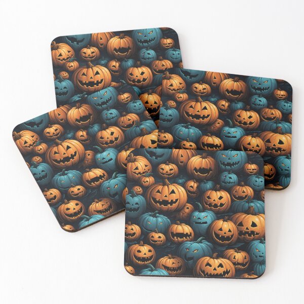 Item preview, Carved pumpkins, tiled halloween scary design designed and sold by alambic-designs.