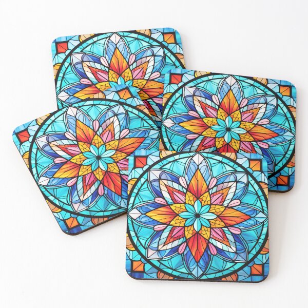 Item preview, Mandala de vidrieras turquesas designed and sold by MothFluffStore.