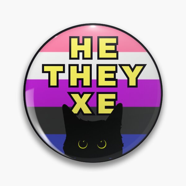 Item preview, Void Cat Genderfluid He/They/Xe Pronouns designed and sold by Furia LGBTQ+ Accessories.