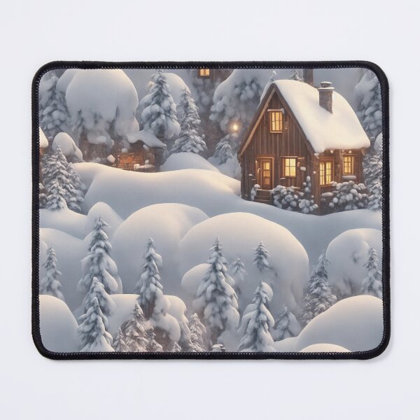 Item preview, Cozy cabin in snowy landscape, warm lights designed and sold by CoolPixels.