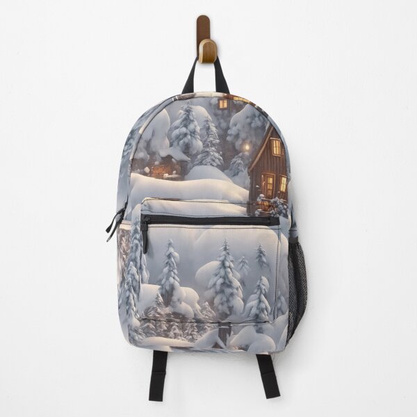 Item preview, Cozy cabin in snowy landscape, warm lights designed and sold by CoolPixels.