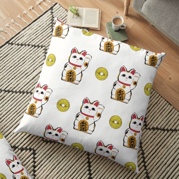 maneki neko 5 yen lucky cat Floor Pillow