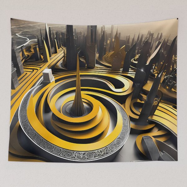 Item preview, Otherworldly Cityscape with swirls designed and sold by Vibranta Studio.