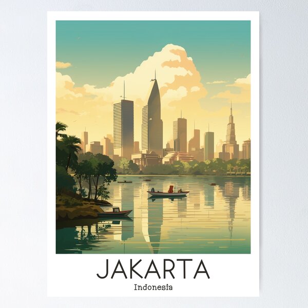 Item preview, A Vintage Travel Illustration of Jakarta - Indonesia designed and sold by GoodOldVintage.
