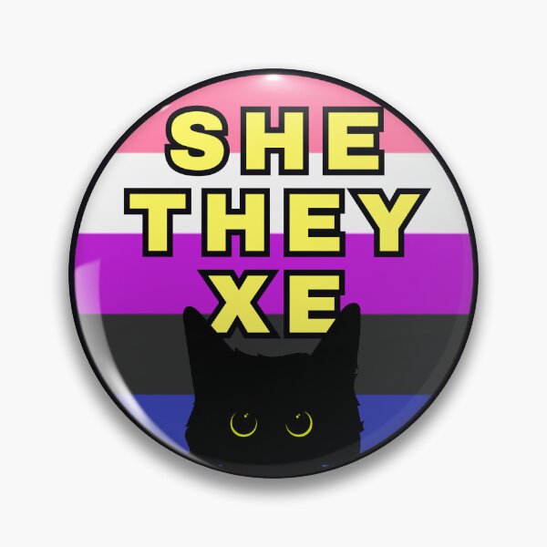 Item preview, Void Cat Genderfluid She/They/Xe Pronouns designed and sold by Furia LGBTQ+ Accessories.