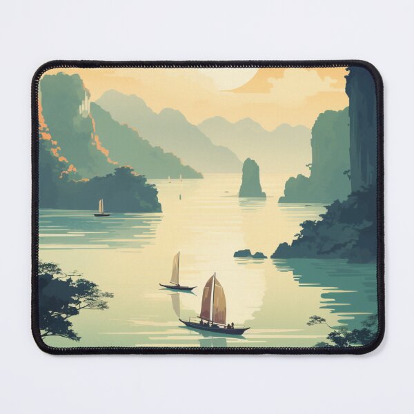 Item preview, A Vintage Travel Illustration of the Halong Bay - Vietnam designed and sold by GoodOldVintage.