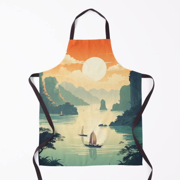 Item preview, A Vintage Travel Illustration of the Halong Bay - Vietnam designed and sold by GoodOldVintage.