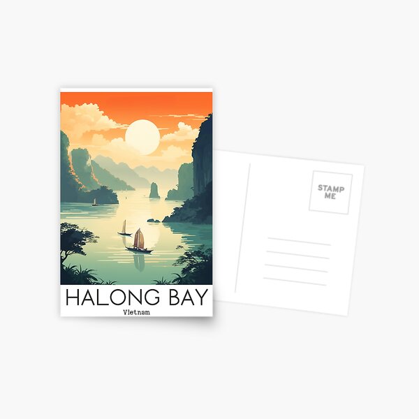 Item preview, A Vintage Travel Illustration of the Halong Bay - Vietnam designed and sold by GoodOldVintage.