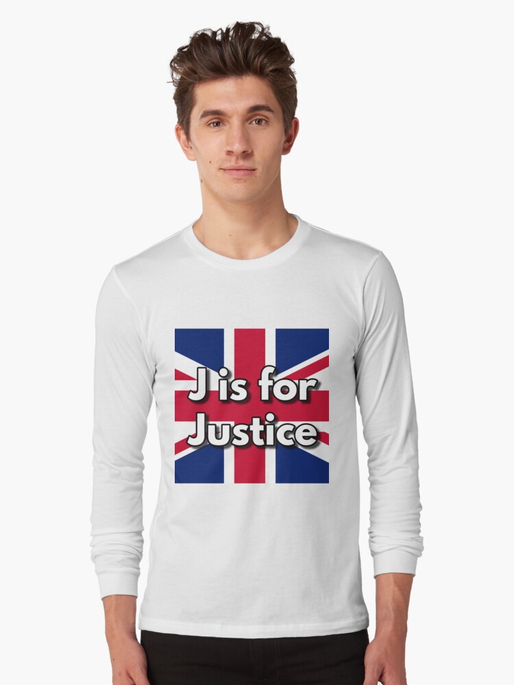 Thumbnail 1 of 5, Long Sleeve T-Shirt, J is for Justice designed and sold by British-Culture.