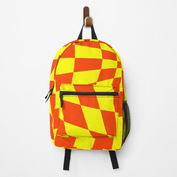 Vista previa del artículo con la obra «Patrón hipnótico a cuadros naranja y amarillo», diseñado y vendido por Allomensiaa.