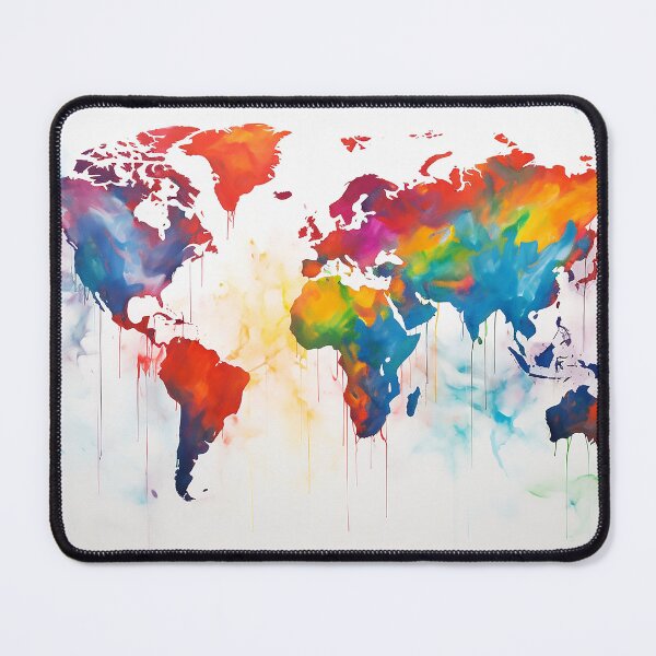 Item preview, Colorful world map painting designed and sold by WallWhimsyWorks.