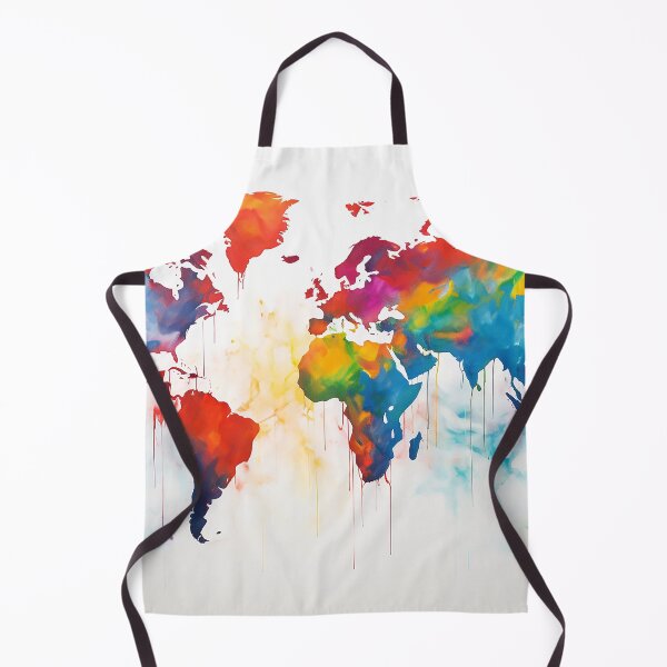 Item preview, Colorful world map painting designed and sold by WallWhimsyWorks.
