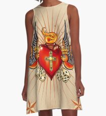 Tattoo Swallows with heart A-Line Dress