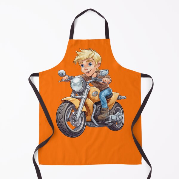Item preview, Young Teenage Boy Riding a Gold Motorcycle 1 (orange background) designed and sold by TheTrendsDesk.