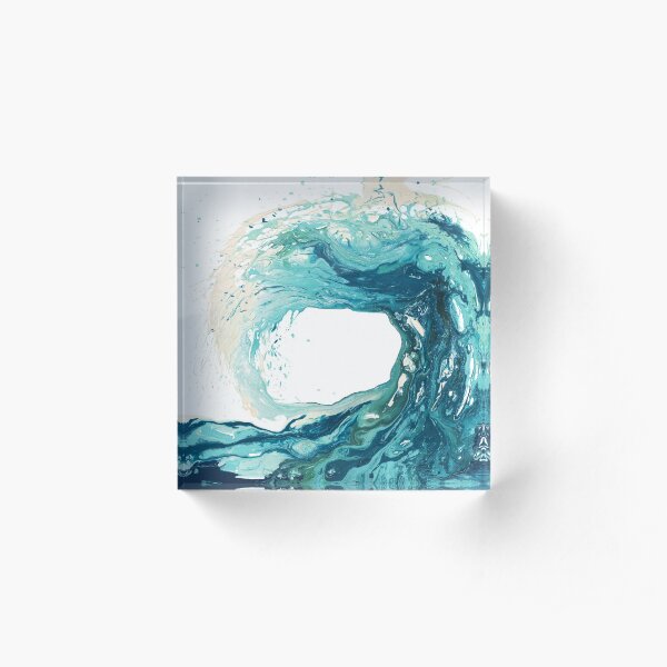 Ocean Wave Art Print Picture - Turquoise Sea Surf Beach Decor Acrylic Block