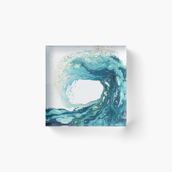 Ocean Wave Art Print Picture - Turquoise Sea Surf Beach Decor Acrylic Block