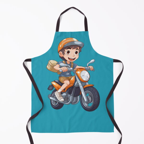 Item preview, Teenage Boy Riding a Gold Motorcycle 2 (blue background) designed and sold by TheTrendsDesk.