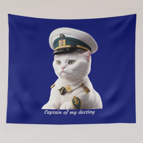 Item preview, White cat is captain of its own destiny designed and sold by Glamalt.