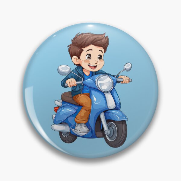 Item preview, Teenage Boy Riding a Blue Scooter (light blue background) designed and sold by TheTrendsDesk.