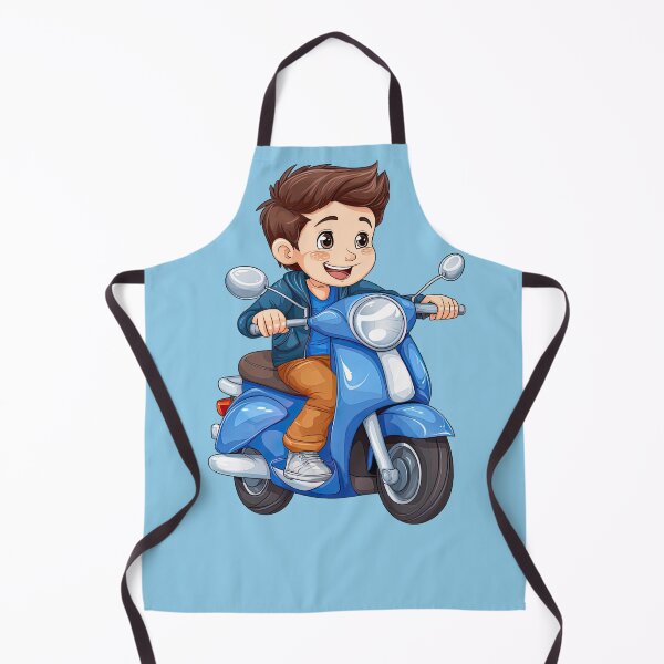 Item preview, Teenage Boy Riding a Blue Scooter (light blue background) designed and sold by TheTrendsDesk.