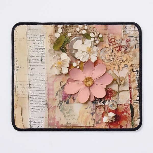 Item preview, A junk journal page featuring a collage of flowers designed and sold by WallWhimsyWorks.