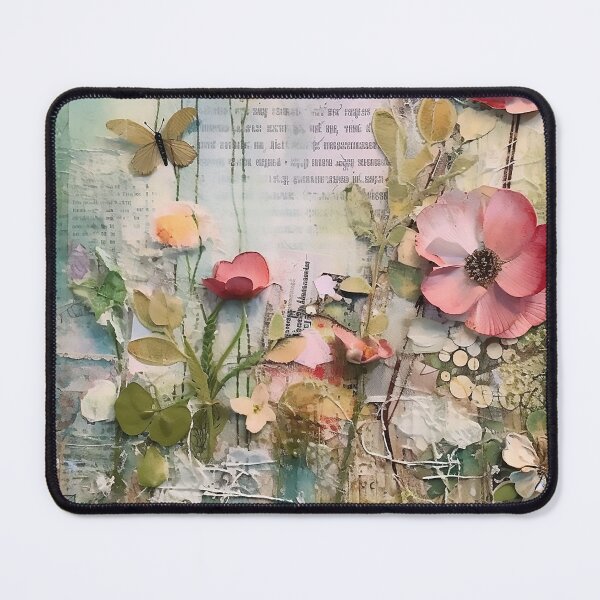 Item preview, A junk journal page featuring a collage of flowers designed and sold by WallWhimsyWorks.
