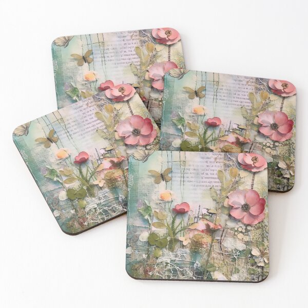 Item preview, A junk journal page featuring a collage of flowers designed and sold by WallWhimsyWorks.