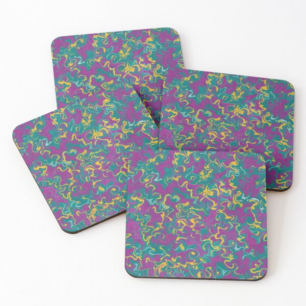Item preview, Melted fuchsia and yellow colors on teal, abstract swirly pattern designed and sold by NadiaChevrel.