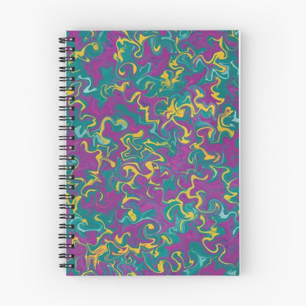 Item preview, Melted fuchsia and yellow colors on teal, abstract swirly pattern designed and sold by NadiaChevrel.