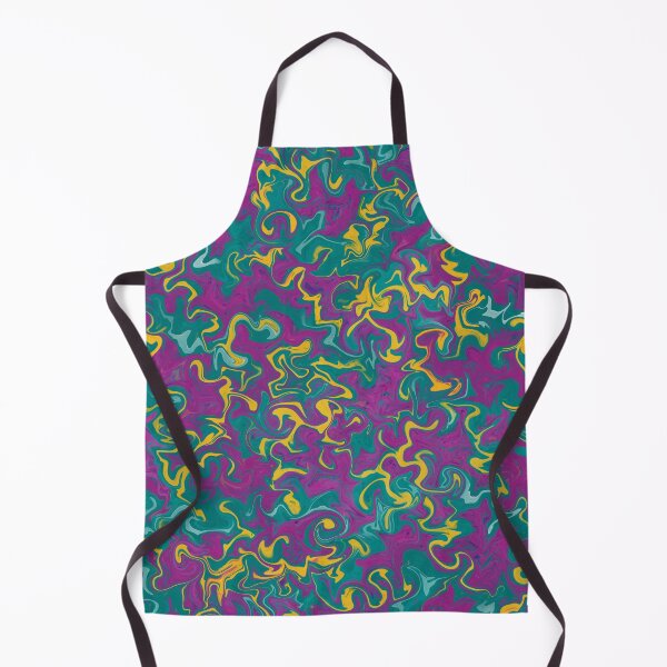 Item preview, Melted fuchsia and yellow colors on teal, abstract swirly pattern designed and sold by NadiaChevrel.