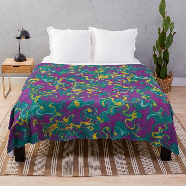 Item preview, Melted fuchsia and yellow colors on teal, abstract swirly pattern designed and sold by NadiaChevrel.