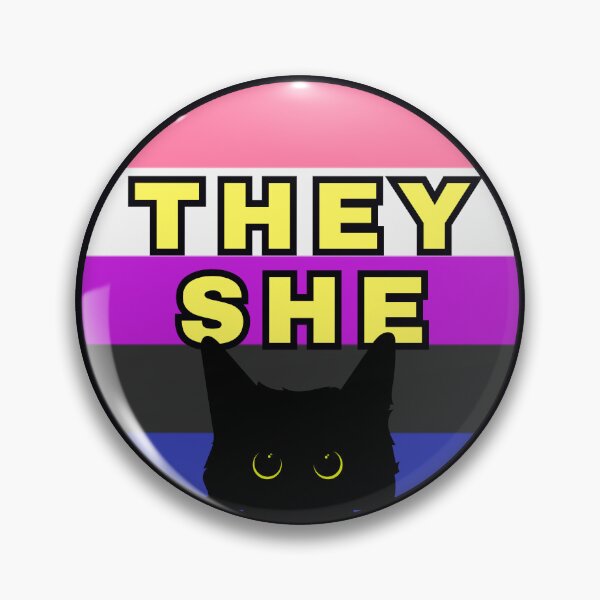 Item preview, Void Cat Genderfluid They/She Pronouns designed and sold by Furia LGBTQ+ Accessories.