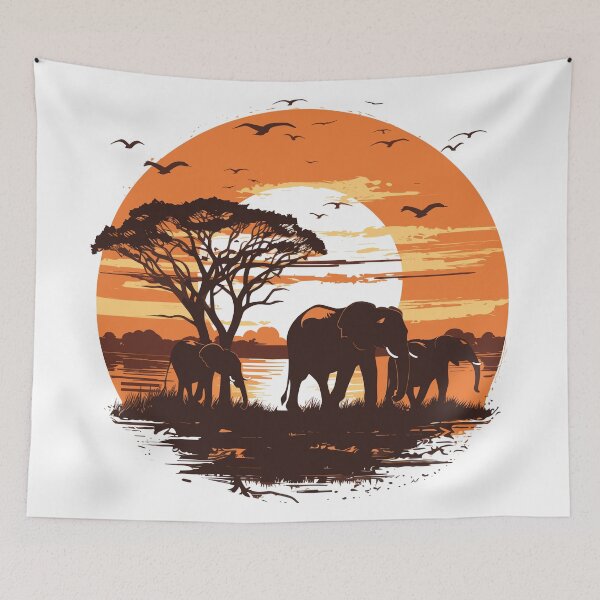 Item preview, African Elephant Family at Sunset - AI Art T-Shirt designed and sold by AIPICCRAFT.