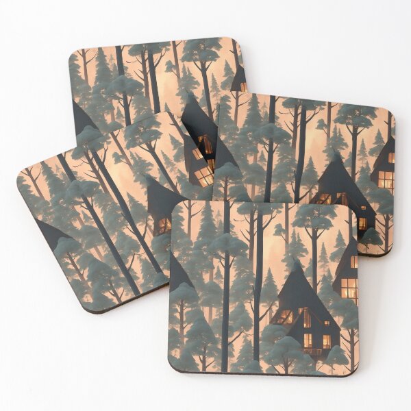 Item preview, Cozy cabin in the woods, towering trees designed and sold by CoolPixels.