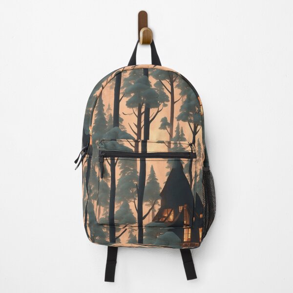 Item preview, Cozy cabin in the woods, towering trees designed and sold by CoolPixels.