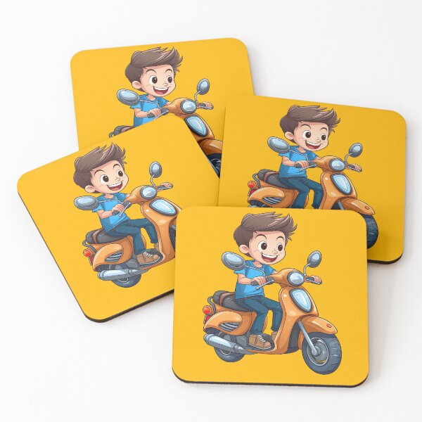 Item preview, Teenage Boy Riding an Orange Scooter (yellow background) designed and sold by TheTrendsDesk.