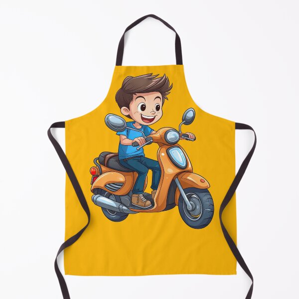 Item preview, Teenage Boy Riding an Orange Scooter (yellow background) designed and sold by TheTrendsDesk.
