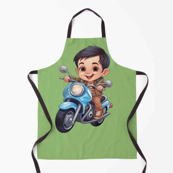 Item preview,  Boy Riding a Blue Motorcycle (yellow background) designed and sold by TheTrendsDesk.