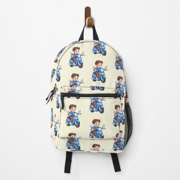 Item preview, Teenage Boy Riding a Blue Scooter (off white like background) designed and sold by TheTrendsDesk.