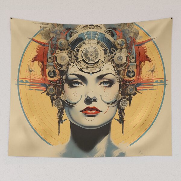 Item preview, Bio-mechanical Woman on a Vintage Poster designed and sold by dcrc.
