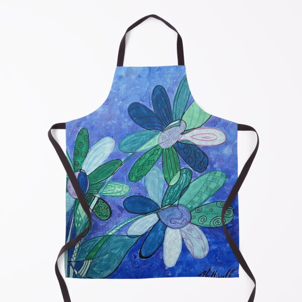 Item preview, Cool Color Whimsical Daisies Acrylic / Mixed Media Painting designed and sold by LindenTreeGifts.