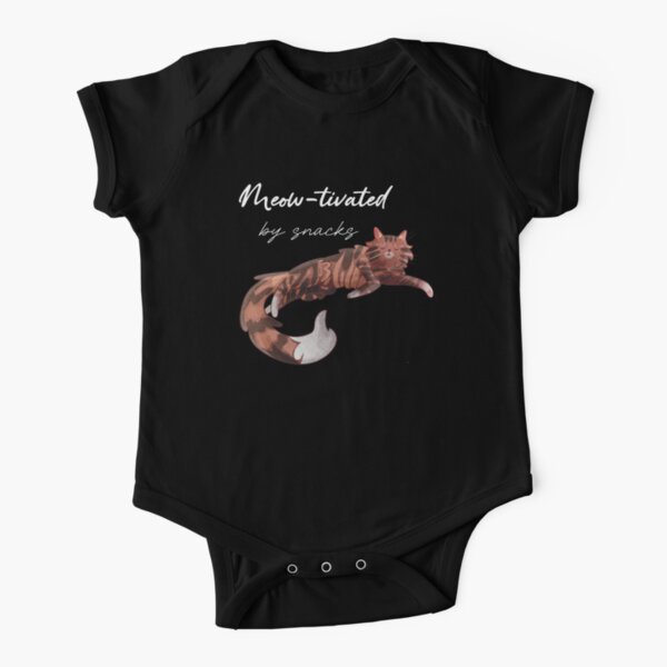 Meow-tivated by snacks - tabby norwegian forest cat Short Sleeve Baby One-Piece
