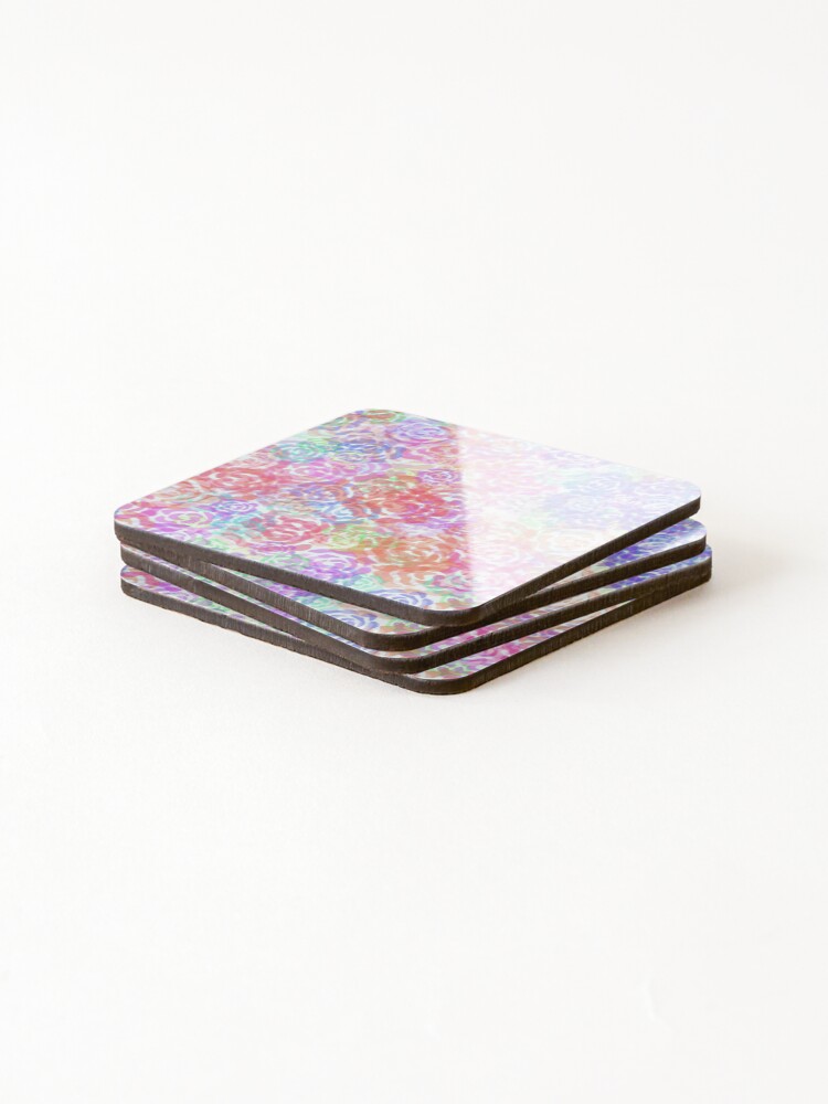 Thumbnail 4 of 5, Coasters (Set of 4), Spring Roses (Light) designed and sold by the-krisney-way.