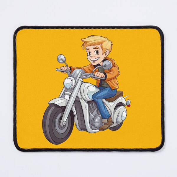 Item preview, Young Teenage Boy Riding a Silver Motorcycle (yellow background) designed and sold by TheTrendsDesk.