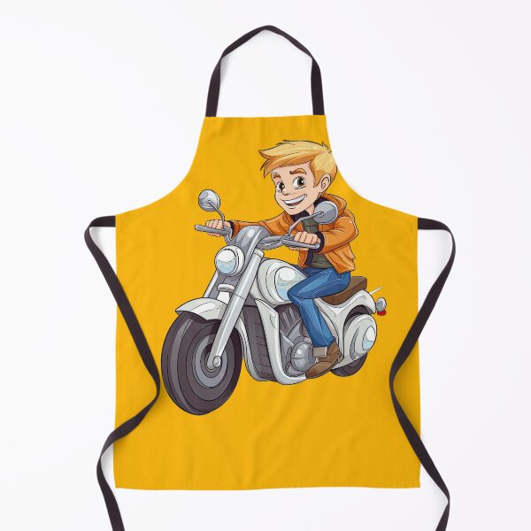 Item preview, Young Teenage Boy Riding a Silver Motorcycle (yellow background) designed and sold by TheTrendsDesk.