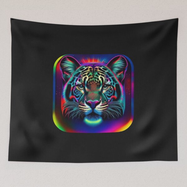 Item preview, Jaguar of the Brazilian Fauna Face in Colorful Neon designed and sold by Animalissima.