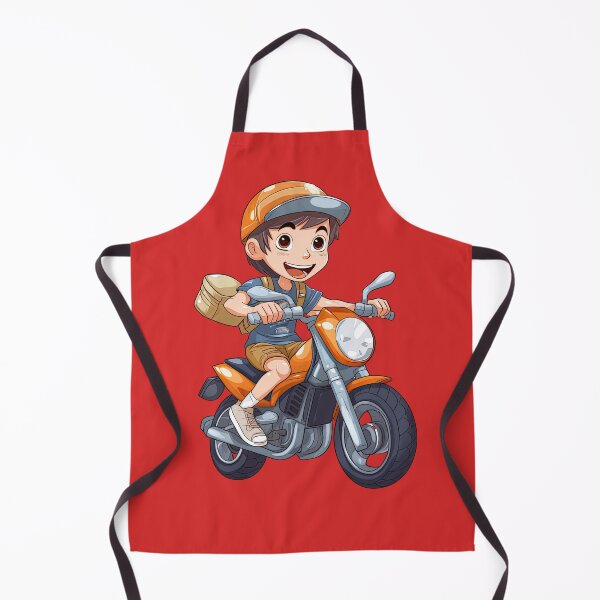 Item preview, Teenage Boy Riding an Orange Motorcycle (red background) designed and sold by TheTrendsDesk.