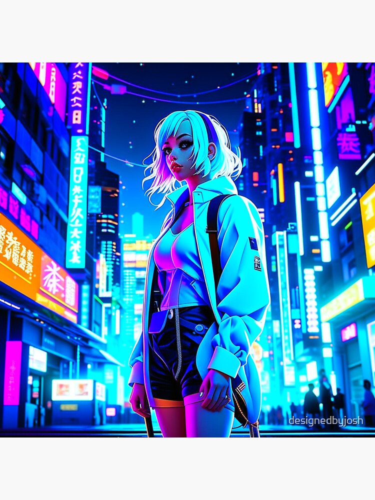 Futuristic rebellion: Anime girl cyberpunk wallpaper for your PC