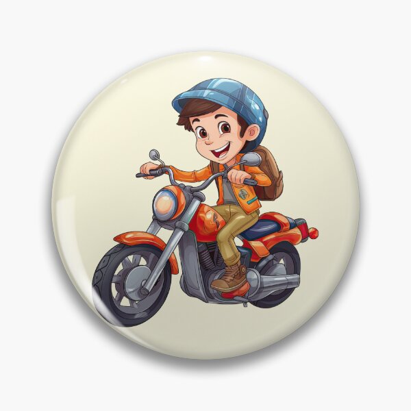 Item preview, Teenage Boy Riding an Orange Motorcycle (off white like background) designed and sold by TheTrendsDesk.