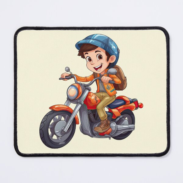 Item preview, Teenage Boy Riding an Orange Motorcycle (off white like background) designed and sold by TheTrendsDesk.